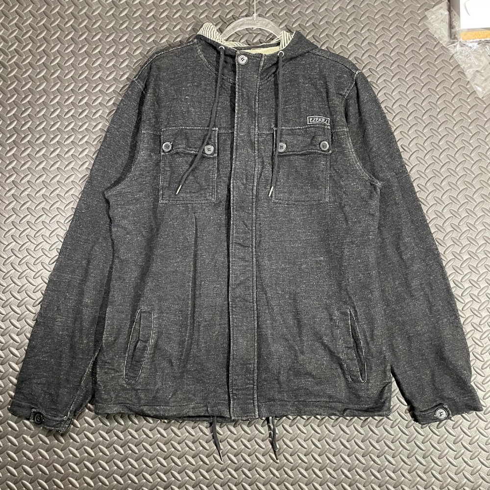 Vintage Y2K Ezekiel Dark Gray Streetwear‎ Full Zip Hoodie Sweater Men's Size XXL